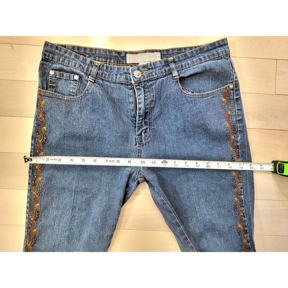 COS Women Jeans 12 Y2K Rhinestones Boot Cut Embroidered Embellished Flare Leg - Picture 6 of 16